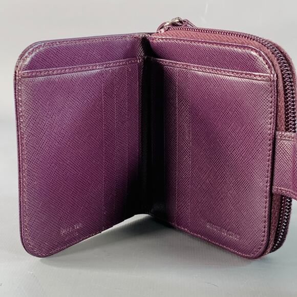 PRADA Purple Saffiano Leather Zip Wallet - Picture 4 of 7